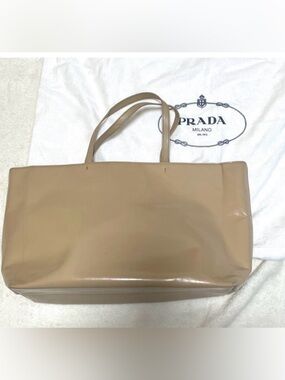 Vintage Prada Tan Patent Leather Tote